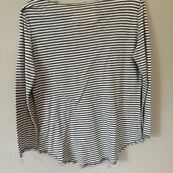 Claeson Women's Striped 3/4 Sleeve Tee Raw Trim Colorblock Black White Green XL - Picture 5 of 5